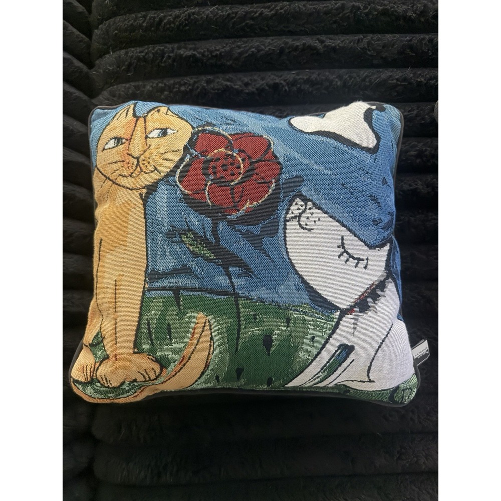 Kitten Cat & Dog Love Tapestry Pillow by LA France Home Rectangle Pillow Set 2